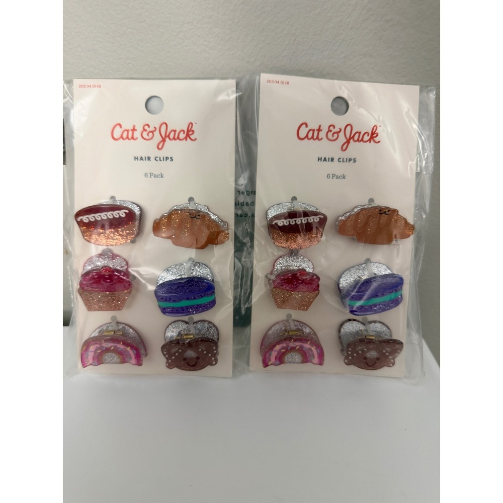 Cat & Jack Hair‎ Clips Girls OS Multi Bakery Sweets Glitter 2-Pack 12ct NWT